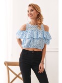 Hellblaue kurze Bluse mit Punkten 21521 – Online-Shop – Boutique